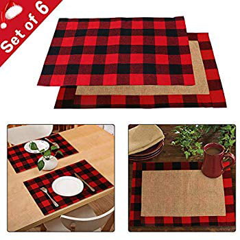 Christmas House Buffalo Plaid Check Kitchen Table Placemats set of 4